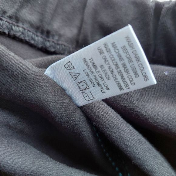 Woman Within Black Cropped Athletic Pants w/Aqua Stripe 14/16 PETITE NWOT - Picture 4 of 7